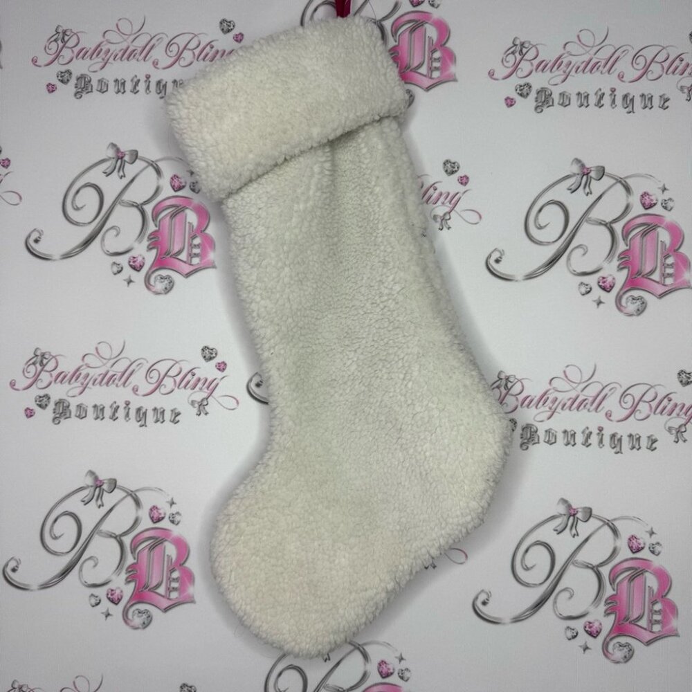 Victoria secret pink stocking Christmas Sherpa 2019 bling diamonds dog rare Xmas - Picture 3 of 11